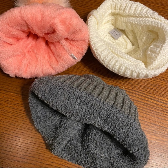 Multiple CC Beanie Hats - Pink, Grey & Cream - Picture 3 of 3